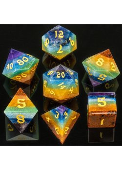 Gemstone RPG Dice Set - Layered Rainbow Stone